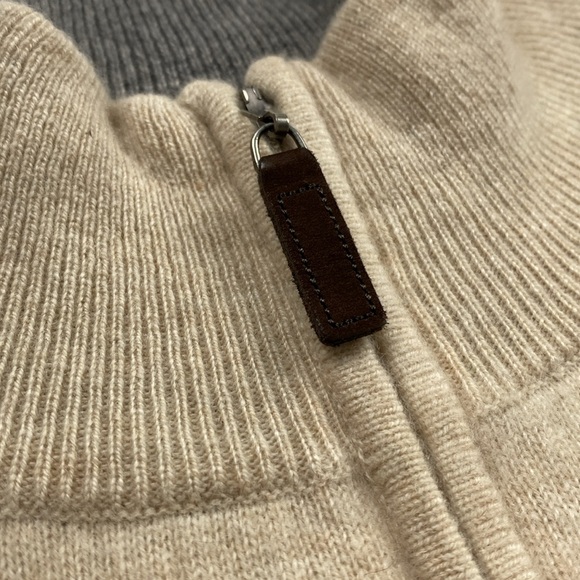 Club Room Estate Cashmere Mock Neck LS Quarter Zip Pullover Sweater (Ivory) - Picture 11 of 16